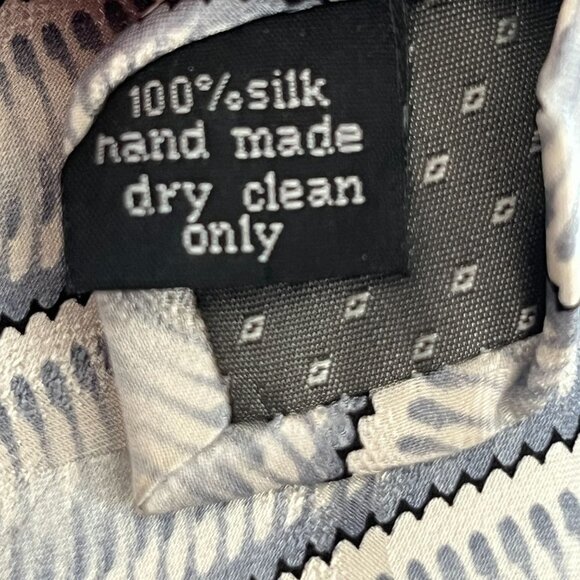 Salvatore Pellegrino Mens Gray Black Silver‎ Striped 100% Silk Necktie Italy - Picture 5 of 6